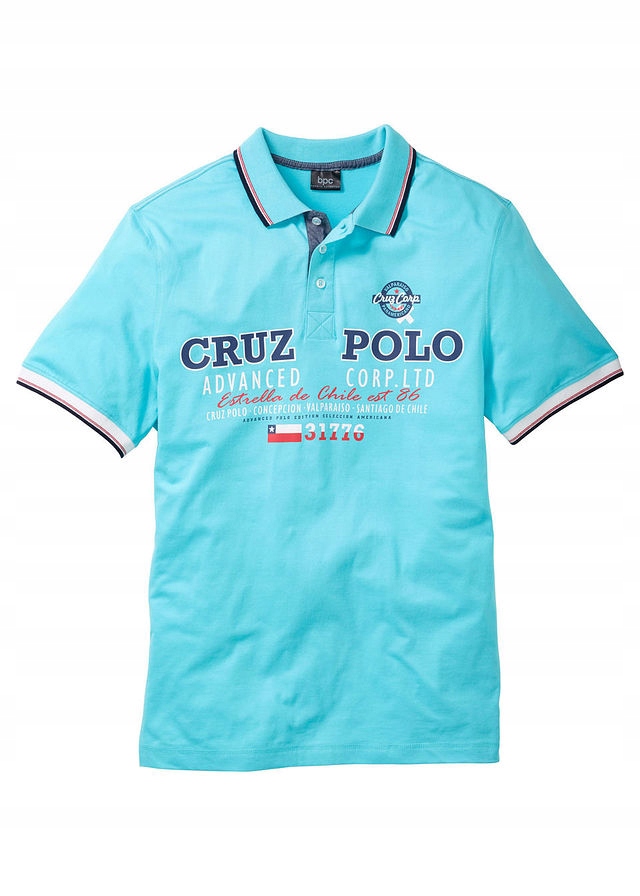 Shirt polo z nadrukiem niebieski 44/46 (S) 955685