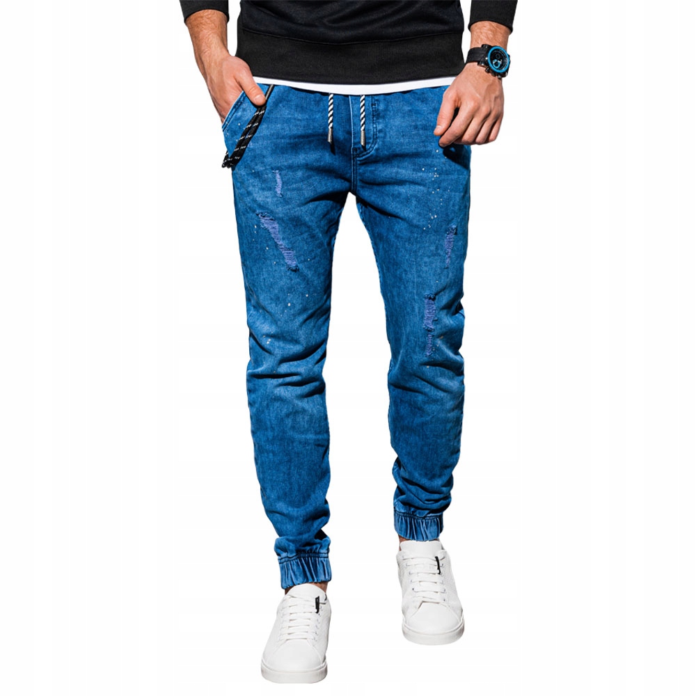 Spodnie męskie jeansowe joggery P939 niebieskie XL