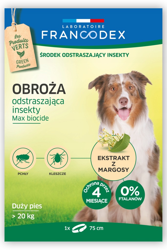 FRANCODEX Obroża dla dużych psów powyżej 20 kg odstraszająca insekty - 4 mi