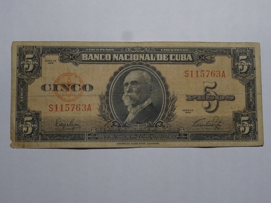 Kuba 5 pesos 1949 rzadki-F081