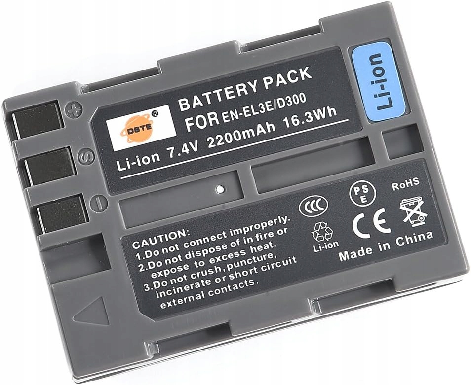 Bateria DSTE EN-EL3E 2200mAh Nikon D30 D50 D70 D70S D80 D90 D100 D200 D300S