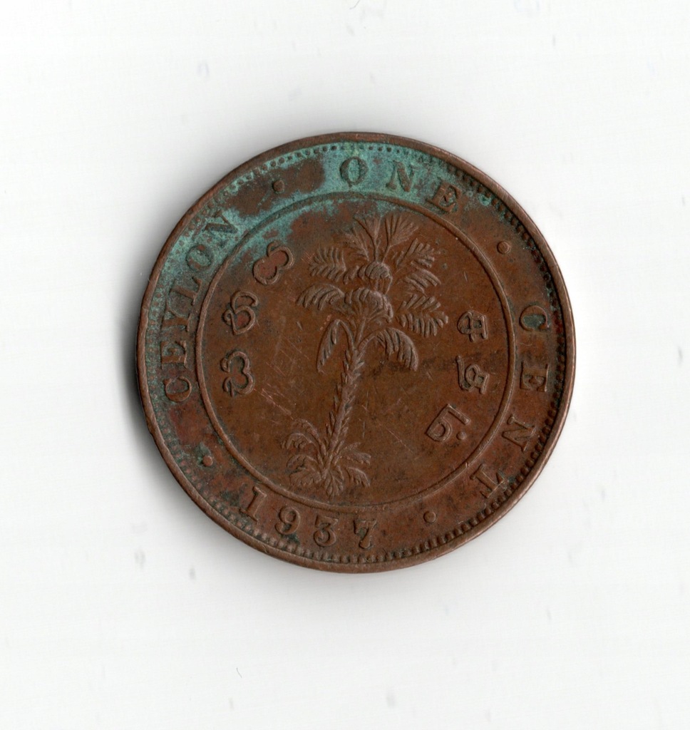 1 cent 1937 Cejon Ceylon Jerzy VI