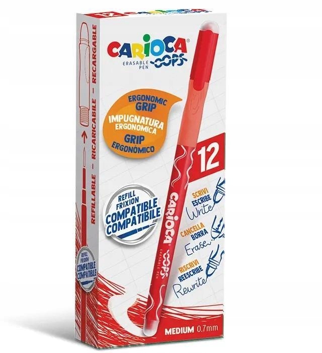 DŁUGOPIS WYMAZYWALNY OOPS CZERWONY (12SZT)