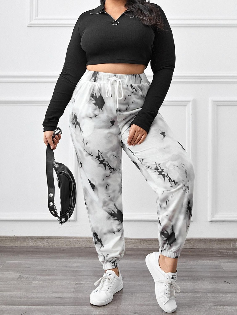 2F4B24 A02 SHEIN PLUS SPODNIE DRESOWE TIE-DYE XXL