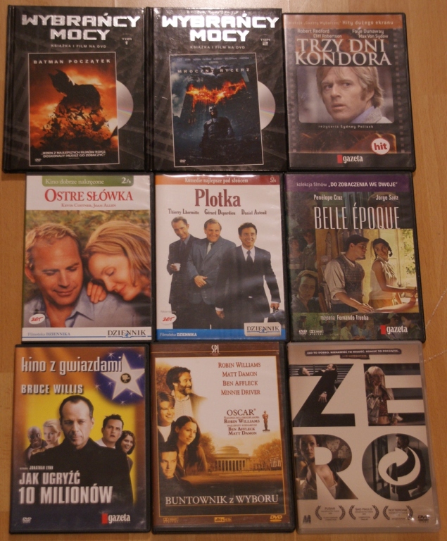 Paczka filmów DVD. 9szt.