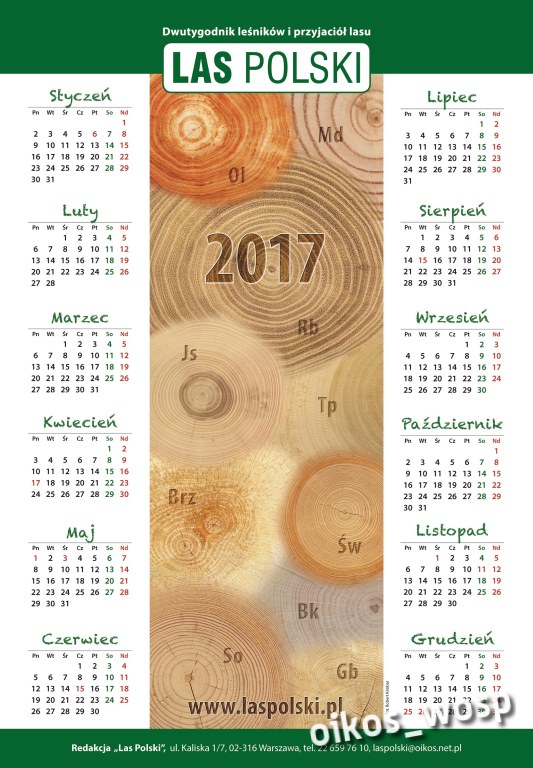 Kalendarz ścienny "Las Polski" na 2017 rok