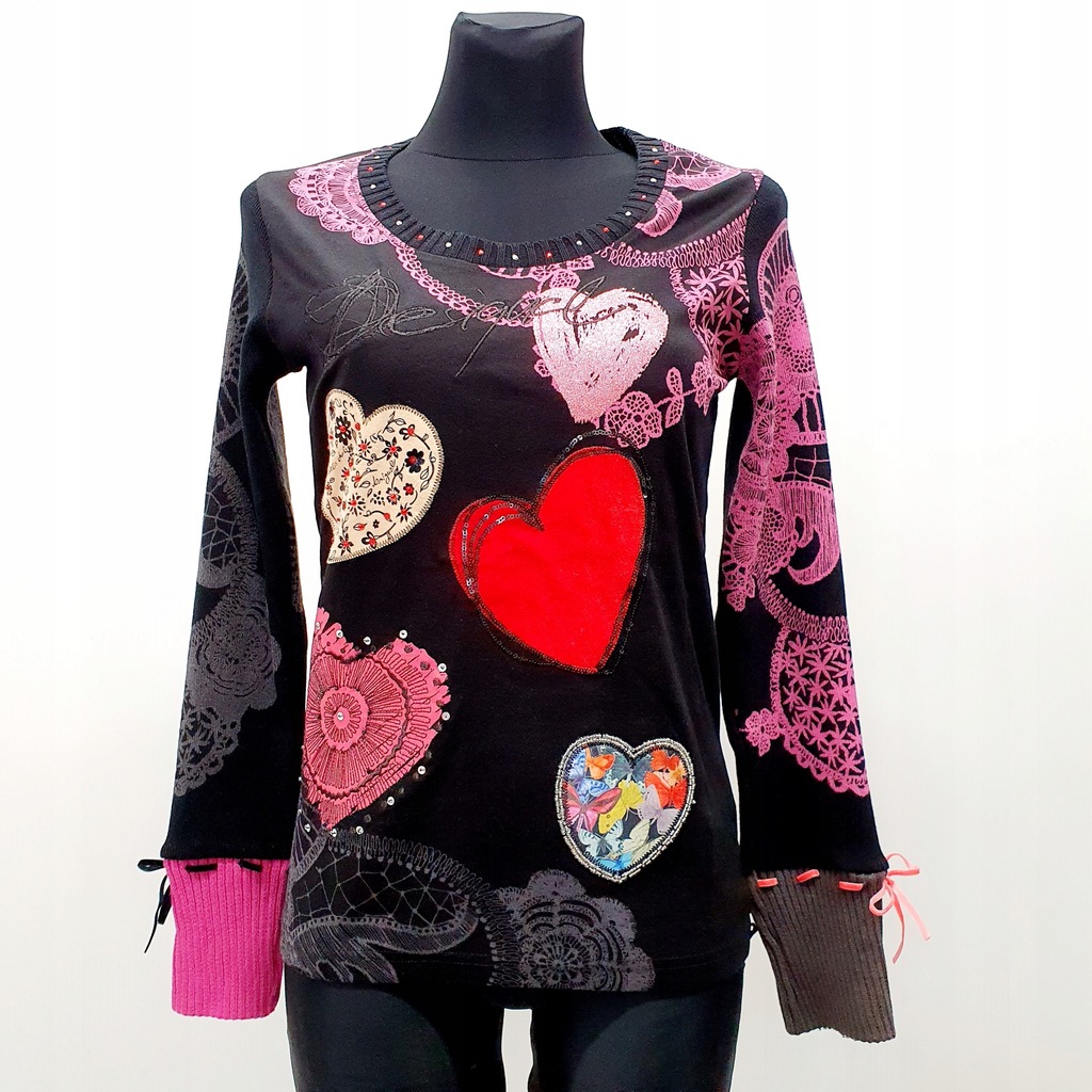 Bluza damska longsleeve serca DESIGUAL M