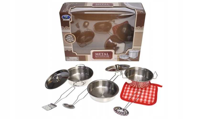 DUŻE GARNKI METALOWE PATELNIA ŁYŻKI DLA DZIECI X9