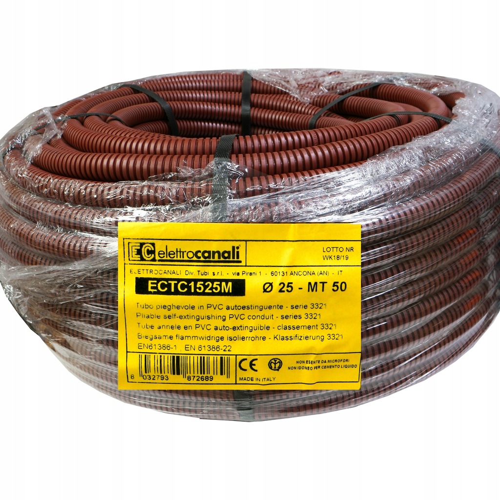 Rura karbowana 25mm 750N PVC peszel 50m 25/20 zewn