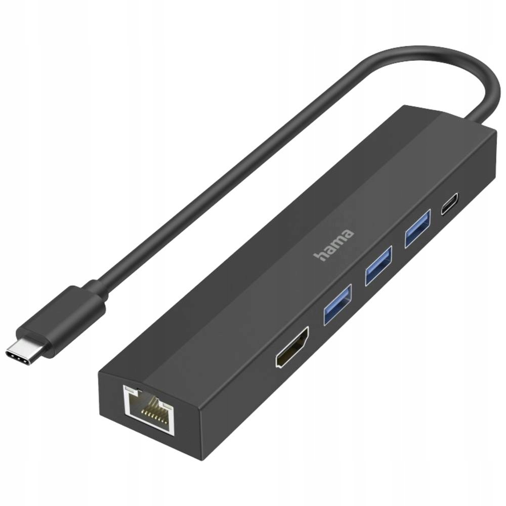 Multiport 6 w 1 Hama adapter 3xUSB-A, USB-C, HDMI, LAN