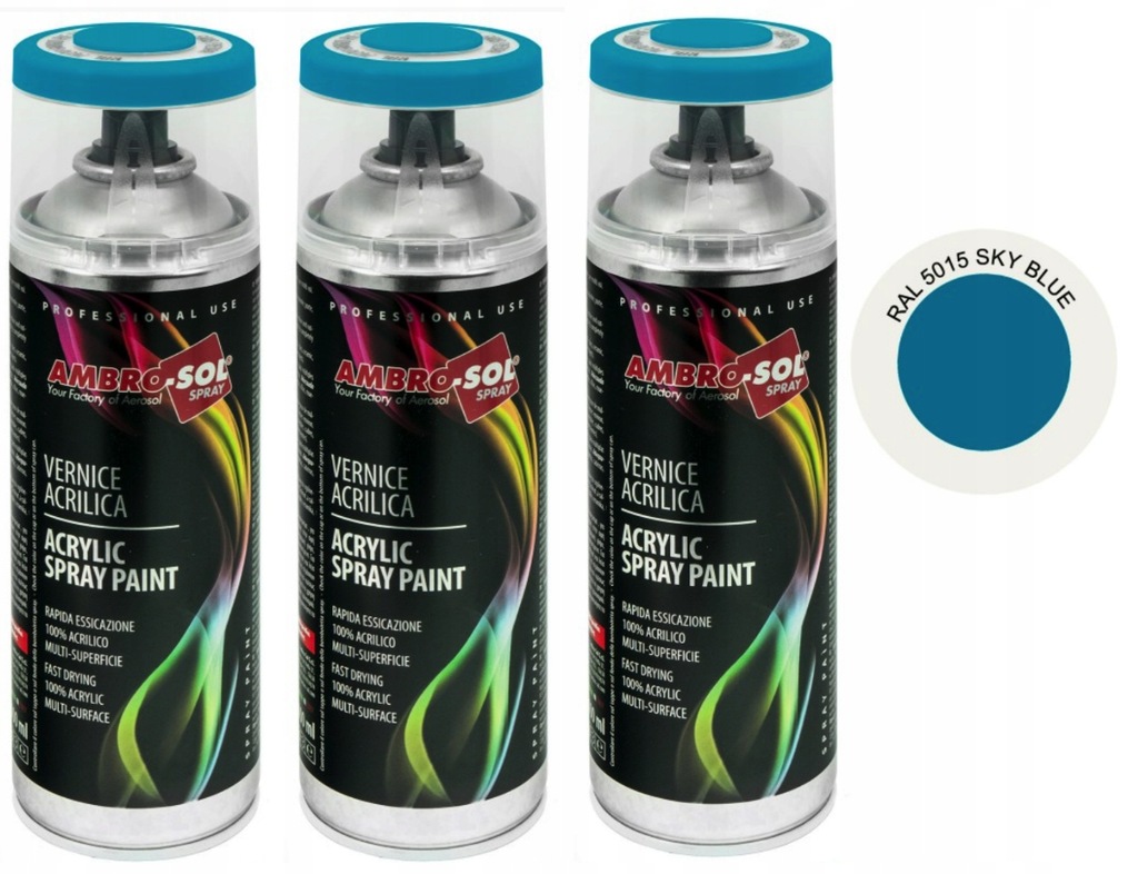 Lakier niebieski sky blue z połyskliwym wykończeniem SPRAY 400ml RAL 5015