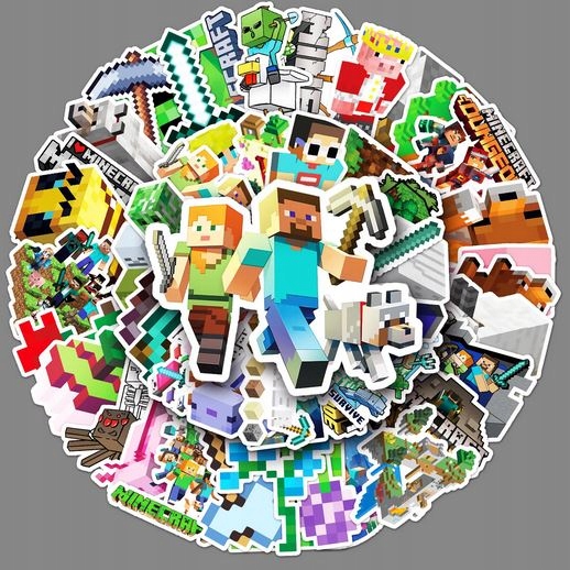 Minecraft Naklejki małe papierowe 24 szt