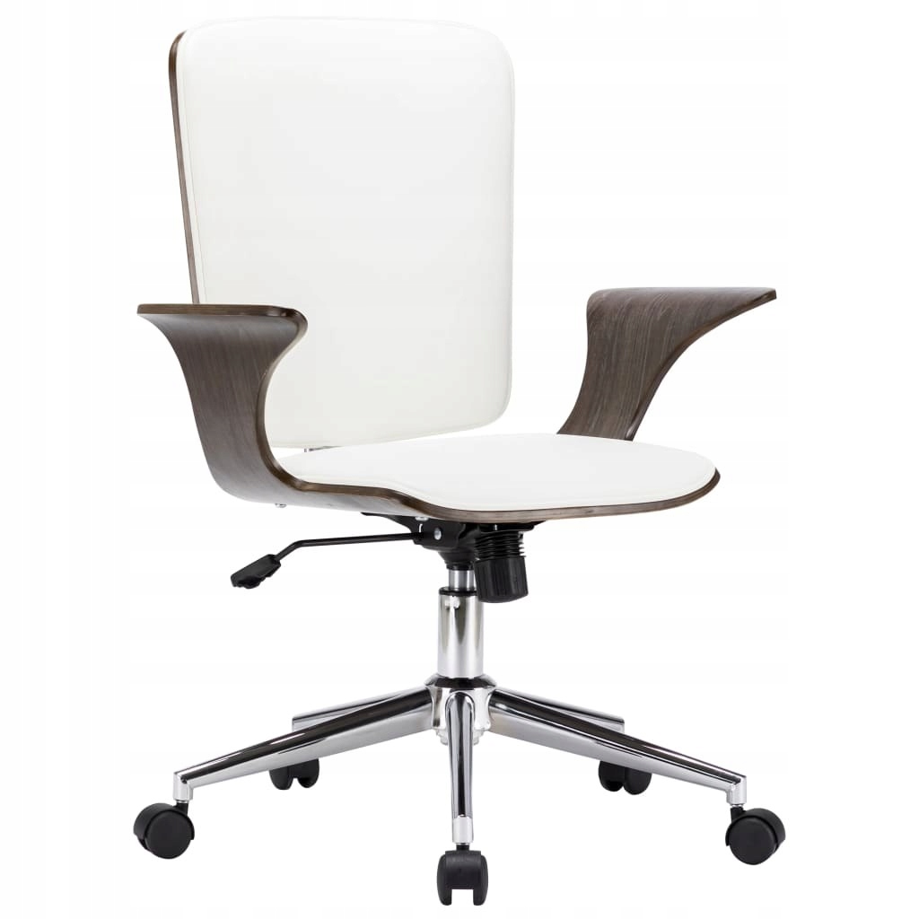 Obrotowe krzesło biurowe, białe, sztuczna skóra i