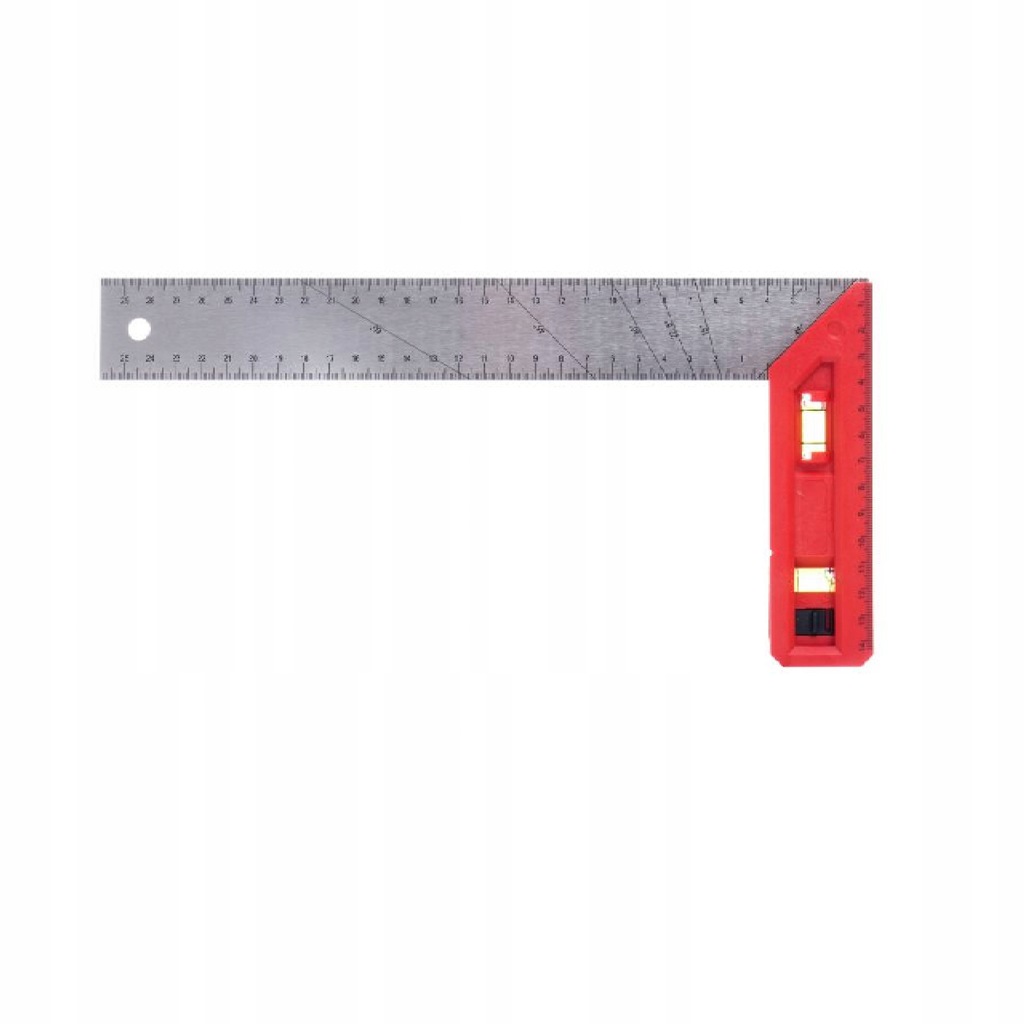 KĄTOWNIK ALUMINIOWY STOLARSKI Z POZIOMICĄ 300MM DO POMIARU KĄTÓW