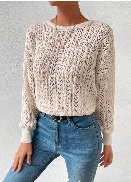 SHEIN SWETER ECRU DAMSKI Z ODKRYTYMI PLECAMI ROZM L 212