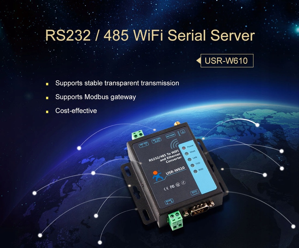 Купить Преобразователь RS232 + RS485 в WiFi/Ethernet USR-W610: отзывы, фото, характеристики в интерне-магазине Aredi.ru