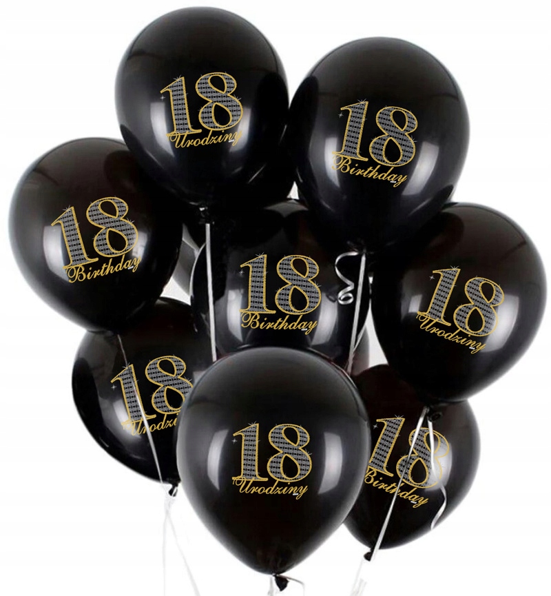 Balony 18 Urodziny Osiemnastka 18th Birthday 5szt - 11600069433 ...