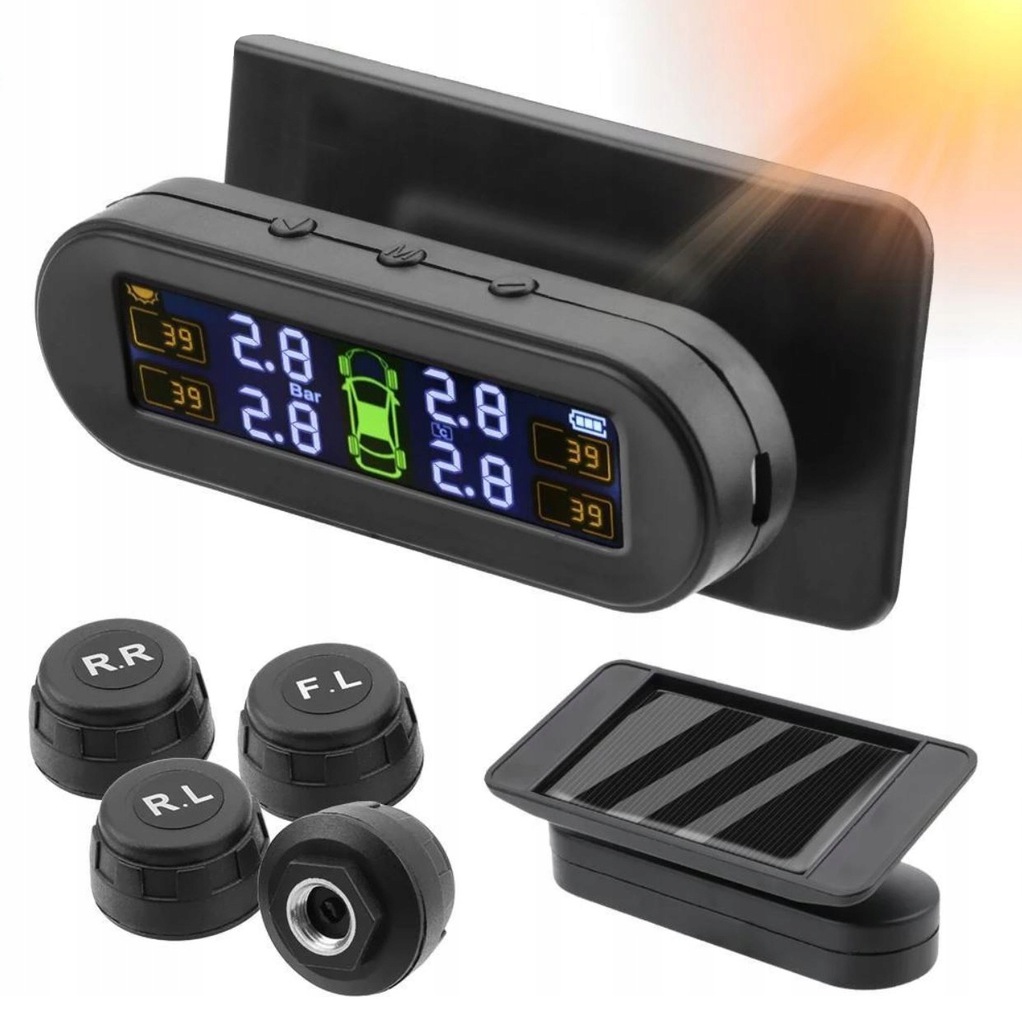 Bezprzewodowe Czujniki TPMS Altmir z Solarem Ciśnienia Temperatury Opon LCD