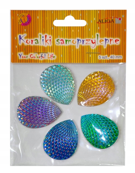 Kryształki Koraliki Samoprzylepne Łezki 5szt.