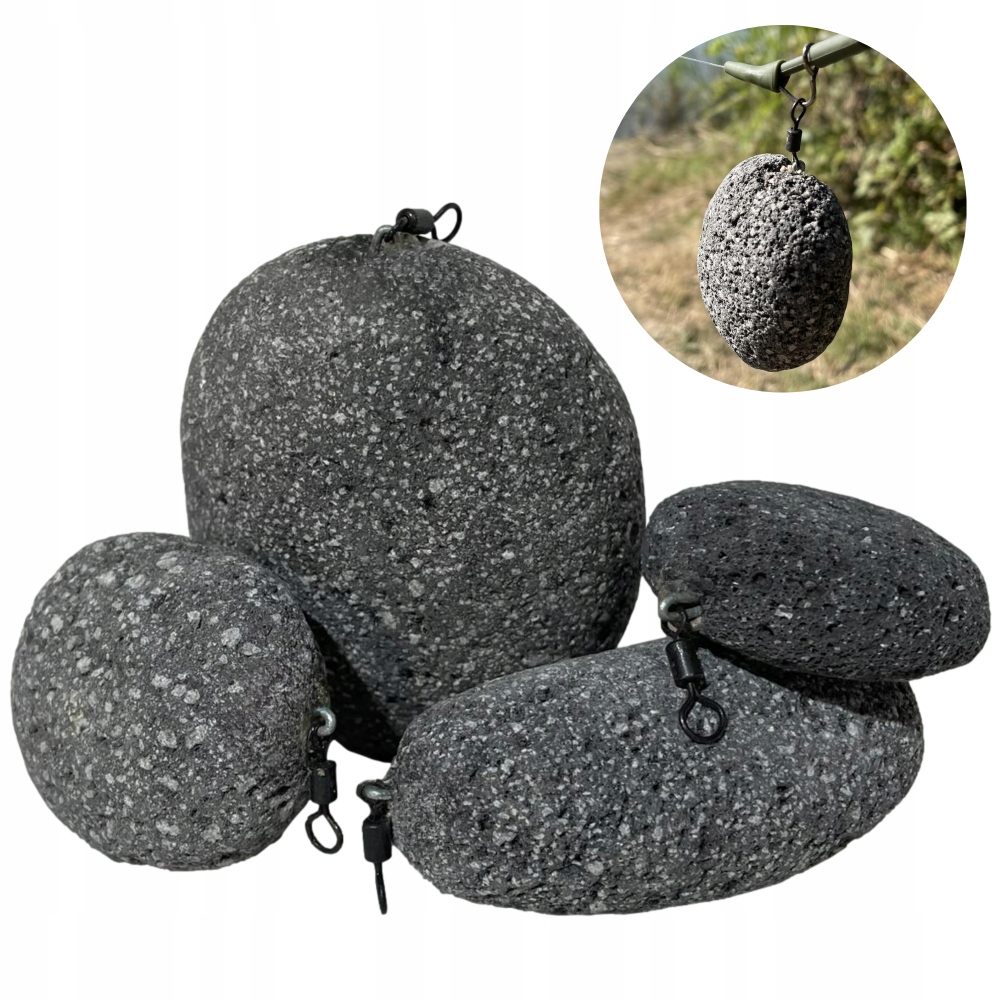 Ciężarki Karpiowe 200g Kamienne z Krętlikiem Gruntowe 170-200g AV 10 sztuk