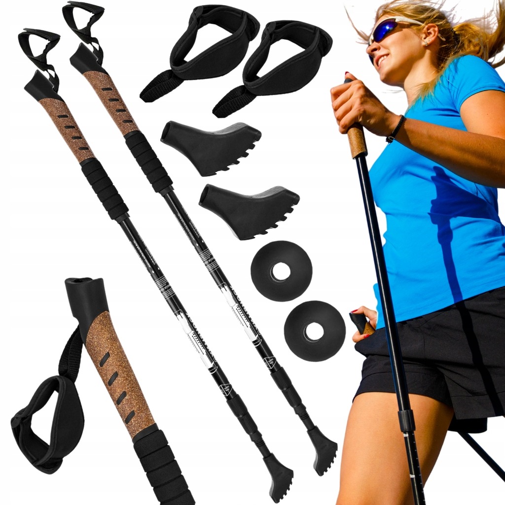 KIJKI NORDIC WALKING DO CHODZENIA TREKKINGOWE SKŁADANE DLA SENIORÓW DZIECI