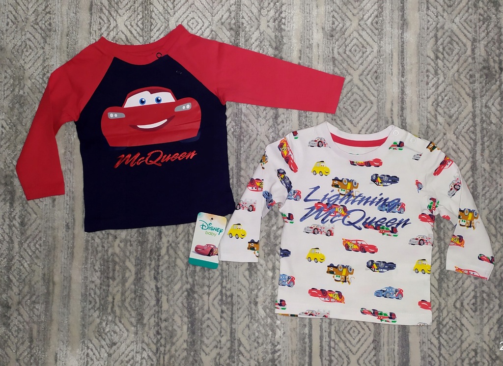 2x Disney Koszulka bluzka 6-9 m-c 74 Cars McQueen