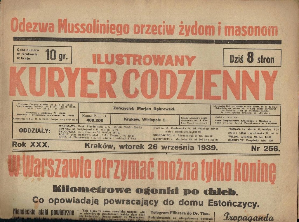 26 września 1939 -W Warszawie otrzymać można tylko