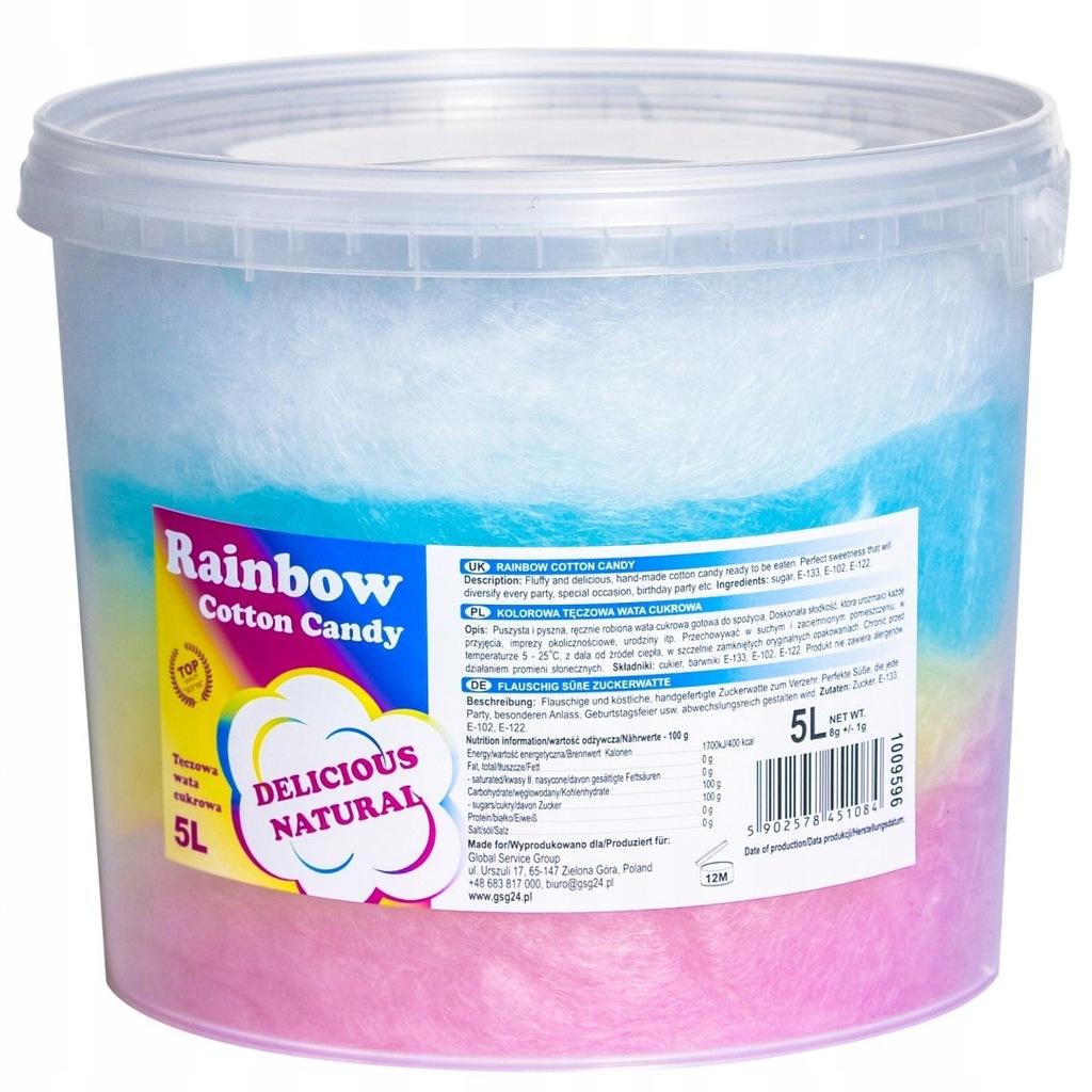 Kolorowa tęczowa wata cukrowa Rainbow Cotton Candy