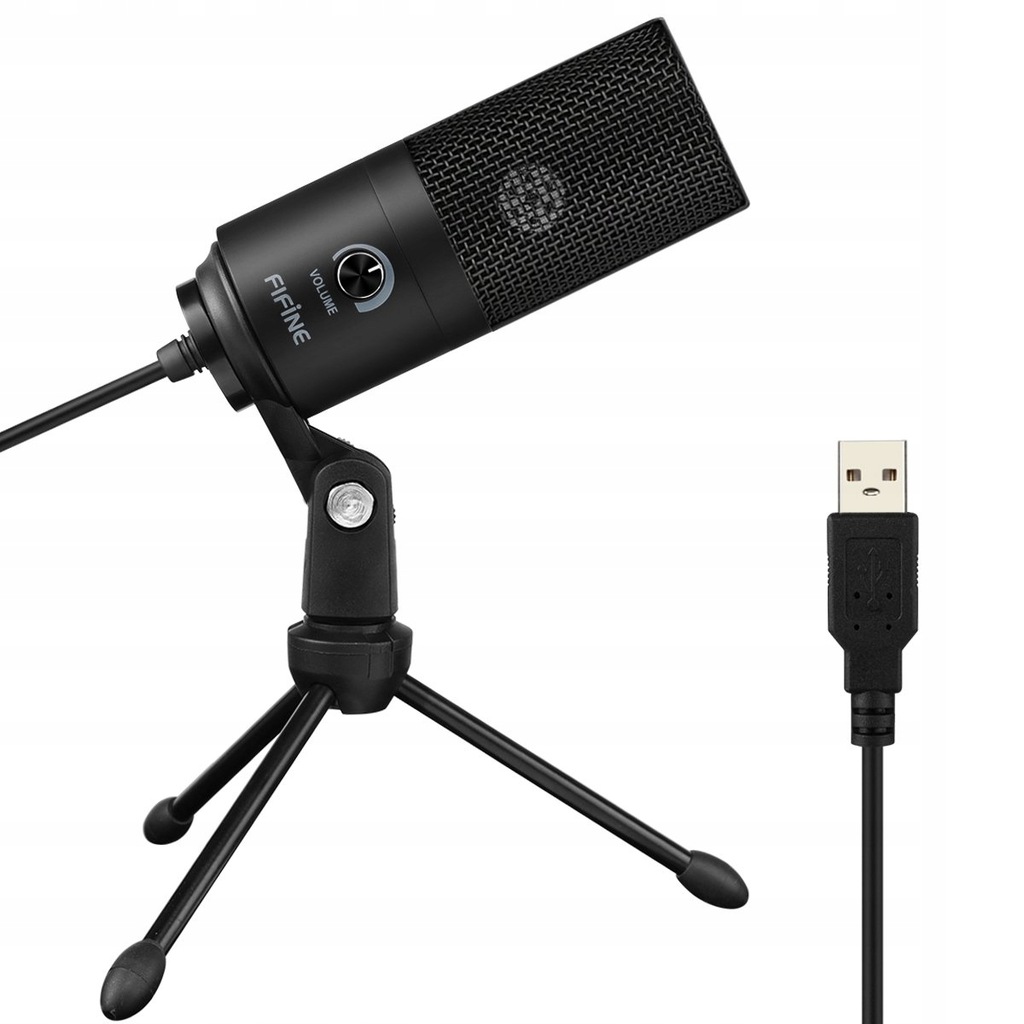 Fifine Mikrofon USB, metalowy mikrofon do
