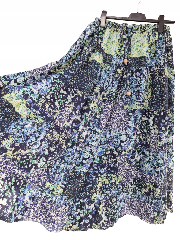 Zwiewna szyfonowa śliczna spódnica maxi patchwork unikat L-XL