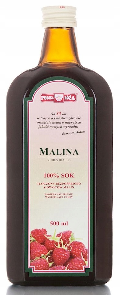 MALINA SOK 100% POLSKA RÓŻA 500ML BEZ CUKRU