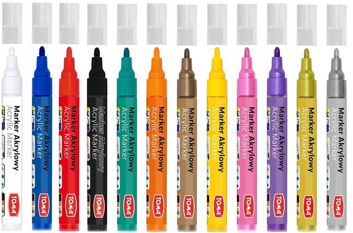 Markery akrylowe TOMA zestaw 12 szt.