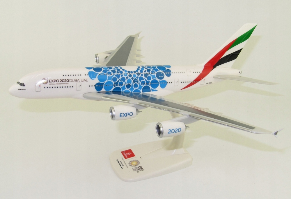 Model samolotu Airbus A380 Emirates Expo2020 BLUE