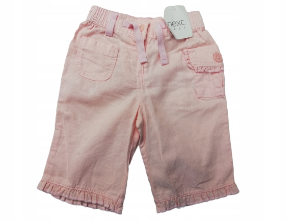 NEXT spodnie LNIANE różowe LATO 56-62/0-3