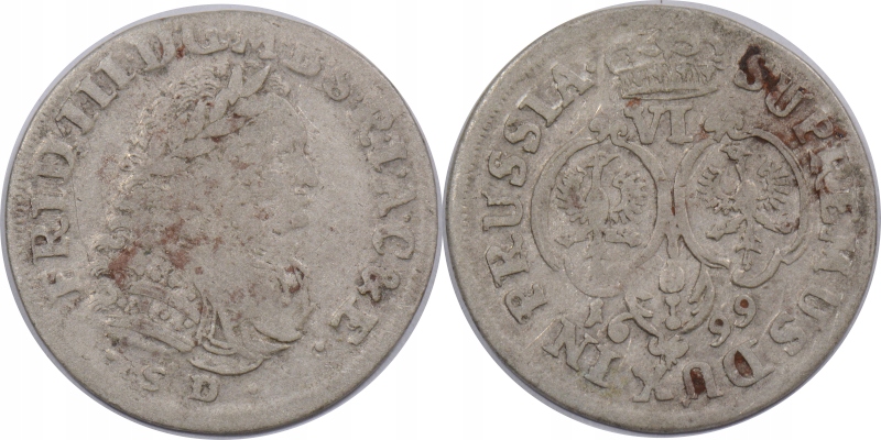 39EP. PRUSY FRYDERYK WILHELM SZÓSTAK 1699 SD
