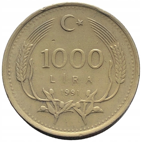 66700. Turcja, 1000 lir, 1991r.