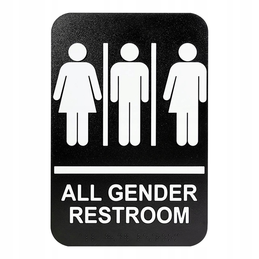 All Gender Restroom Sign with Braille Bathroom Decal Bathroom Sign White