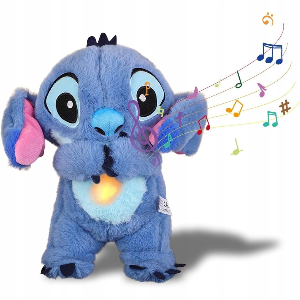 LILO I STICH MASKOTKA PRZYTULANKA PLUSZAK MIŚ NA BATERIA 28cm Z DŹWIĘKI LED