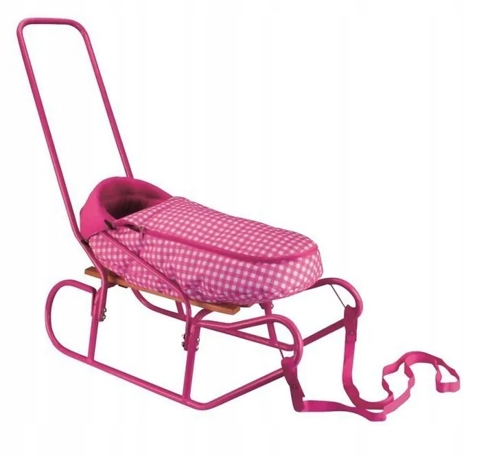 Sanki metalowe z pchaczem śpiworkiem dzieci NIJDAM