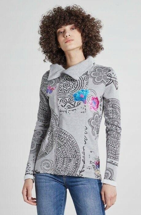 05H124 DESIGUAL__MJ4 BLUZA PRINT NASZYWKI ZIP__XS