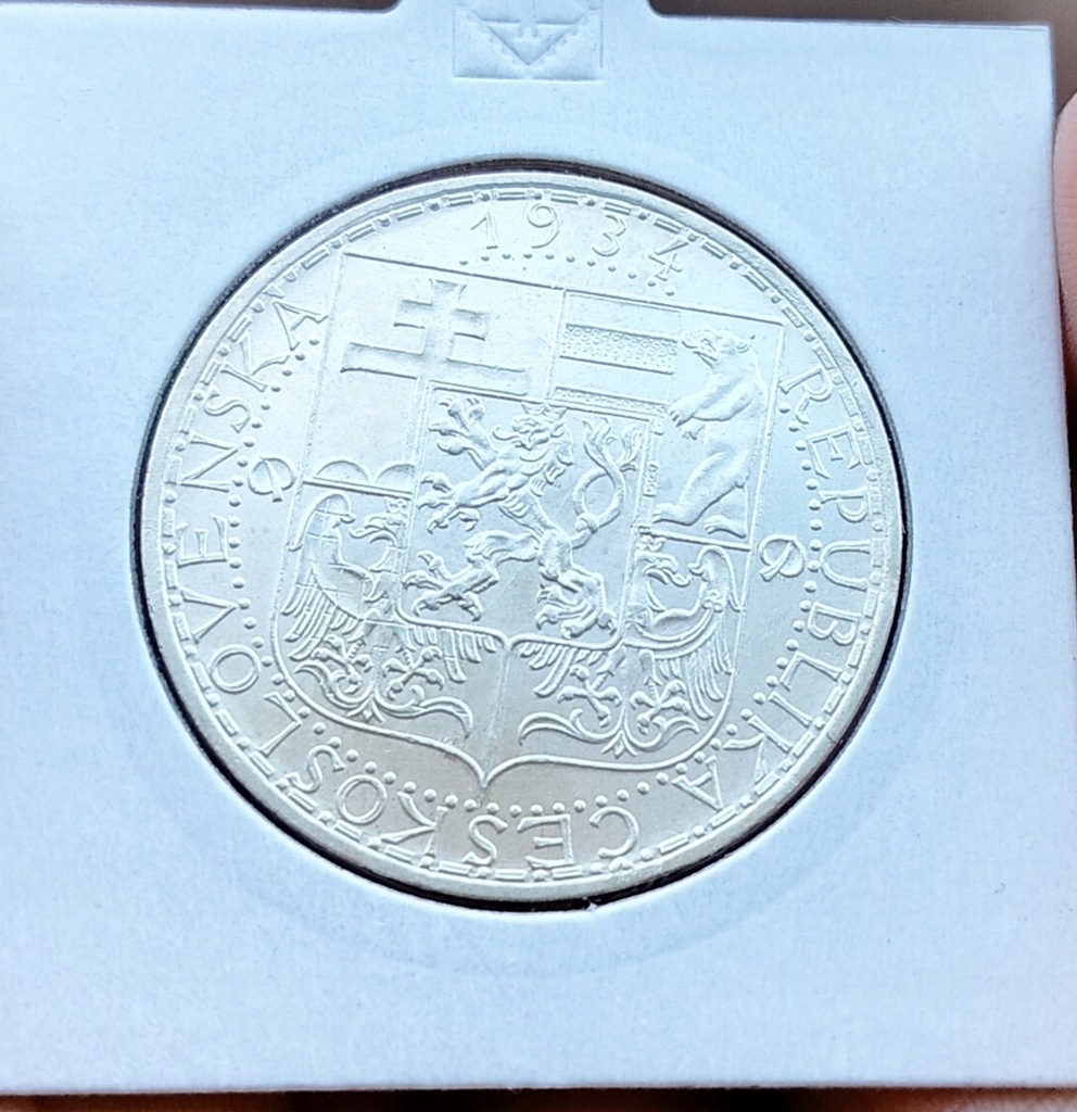 Czechosłowacja 20 koron 1934 srebro piękna okołome