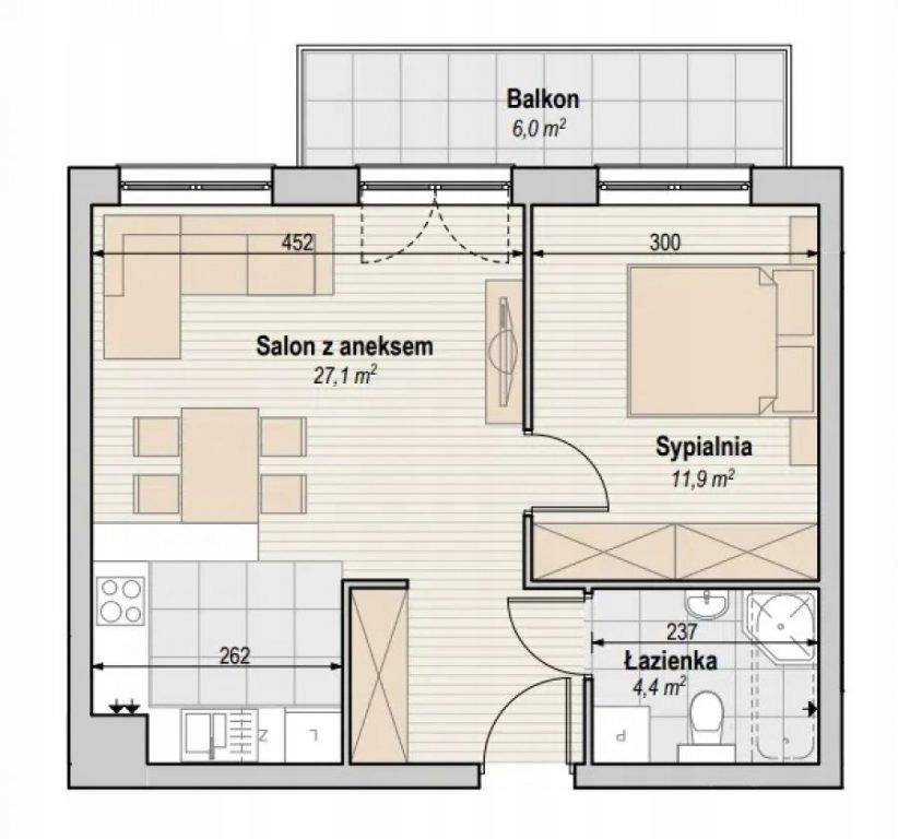 Mieszkanie, Os. Pyrzyckie, Stargard, 43 m²
