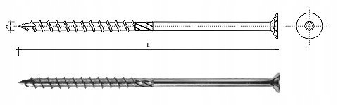 WKRĘT DO DREWNA Z ŁBEM STOŻKOWYM NA TORX 8*180MM T