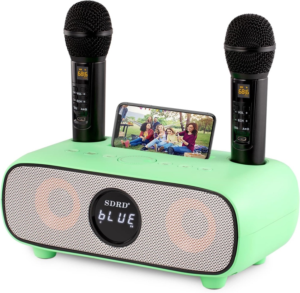 ZESTAW KARAOKE PRZENOŚNY GŁOŚNIK BLUETOOTH + 2 MIKROFONY BLUETOOTH!