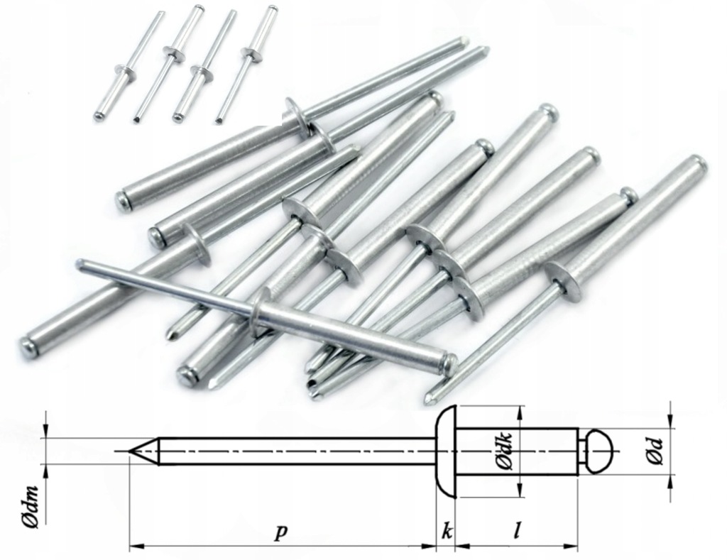 Nit zrywalny ISO 15977 Alu./Stal 4.0x20mm 1kg