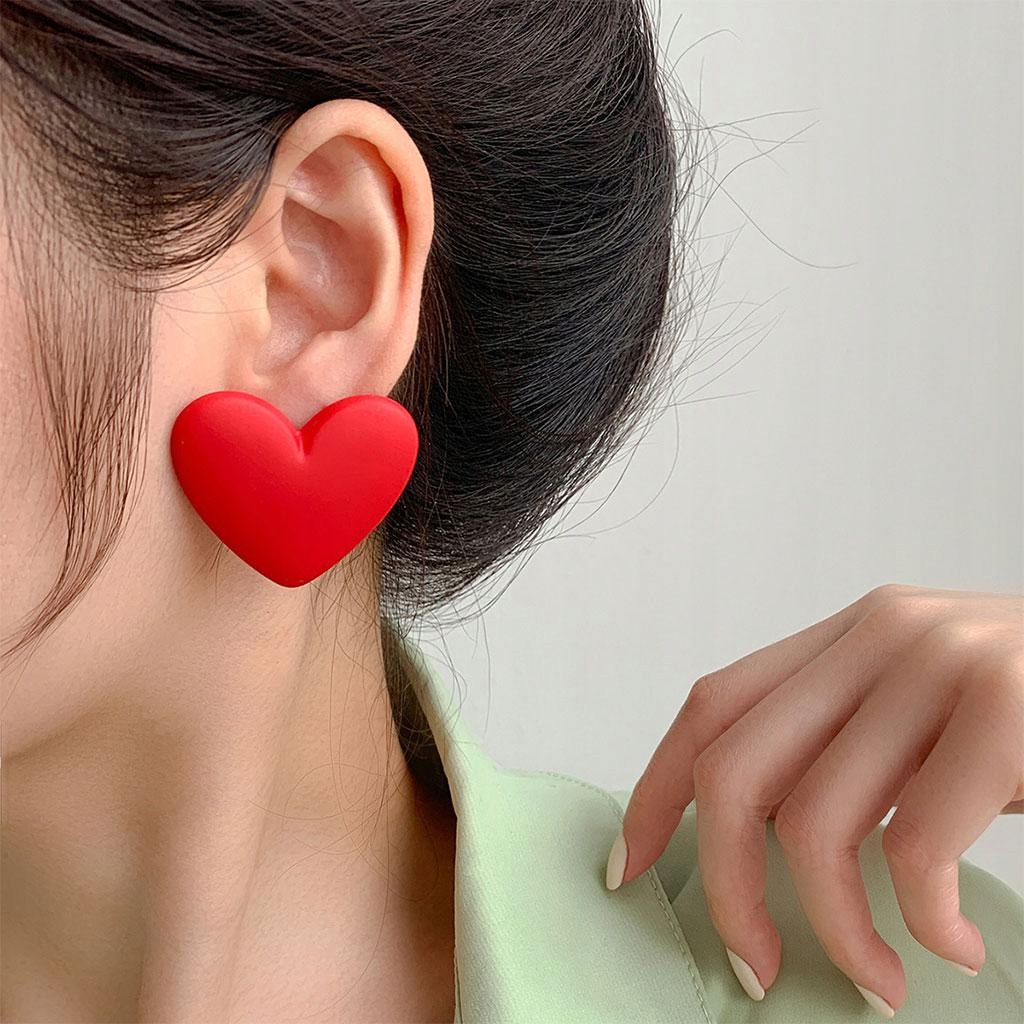 Acrylic Heart Earrings Set Decor Jewelry Love Red