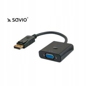 Kabel adapter Savio CL-90/B DisplayPort M - VGA F