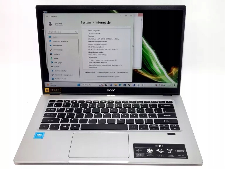 ACER SWIFT 1 CELERON N4500/RAM:4GB/EMMC128GB/WIN1