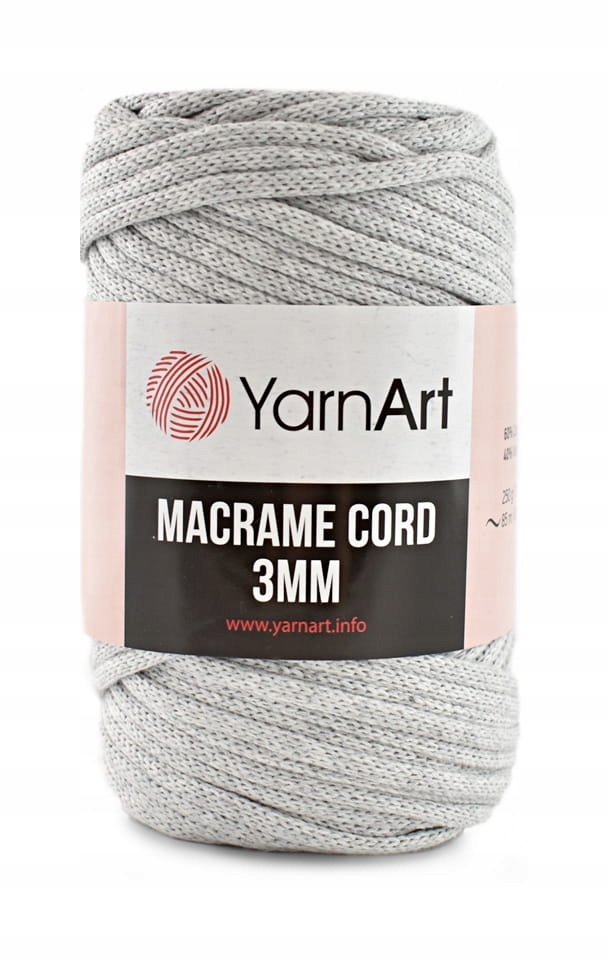 Sznurek YarnArt Macrame Cord 3 mm 756 jasny szary