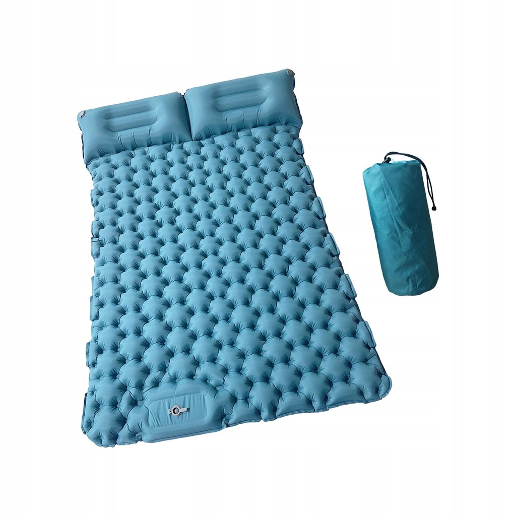 Inflatable Sleeping Mat Portable with Storage Bag Camping Peacock Blue